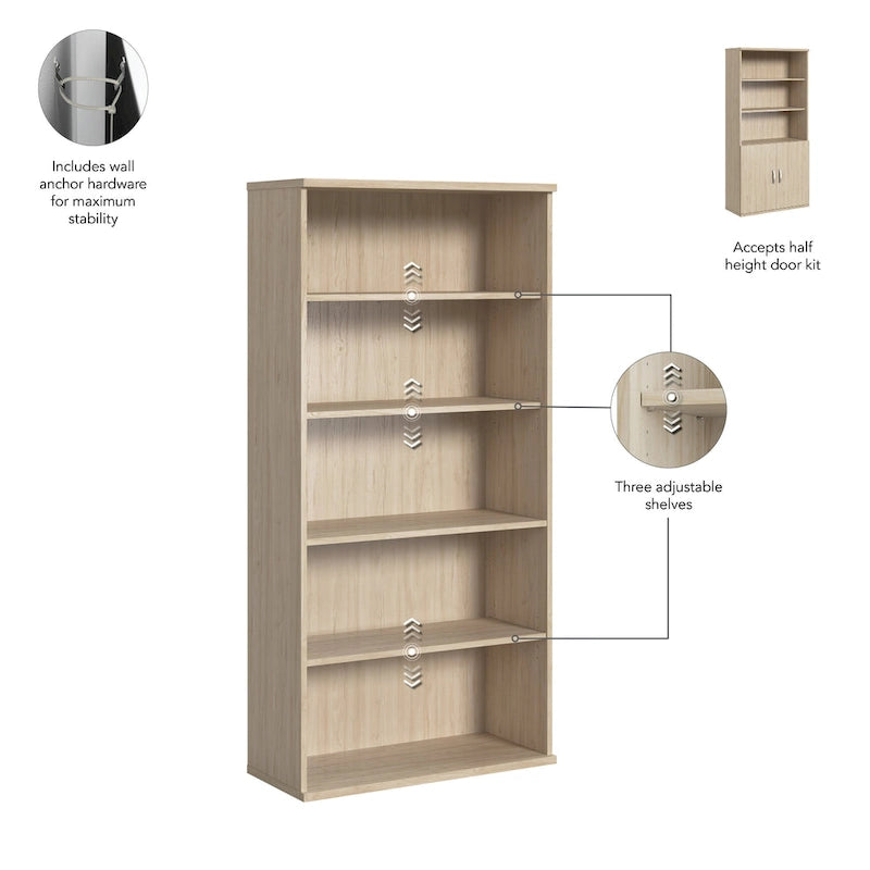 Bibliothèque haute à 5 étagères Meuble de rangement