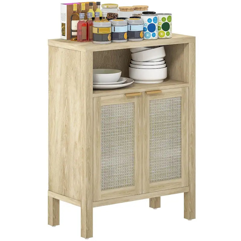 Bahut de salle à manger avec rangement, Buffet moderne avec 2 portes et étagère réglable, Table de buffet autoportante