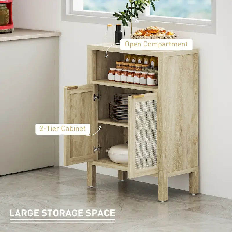Bahut de salle à manger avec rangement, Buffet moderne avec 2 portes et étagère réglable, Table de buffet autoportante