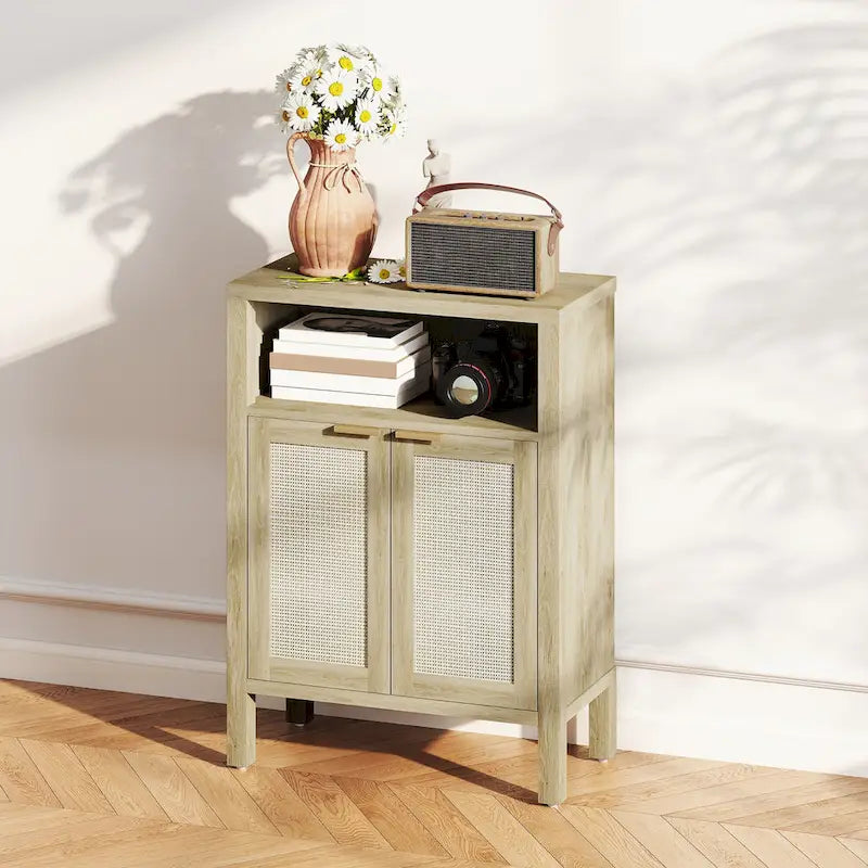 Bahut de salle à manger avec rangement, Buffet moderne avec 2 portes et étagère réglable, Table de buffet autoportante