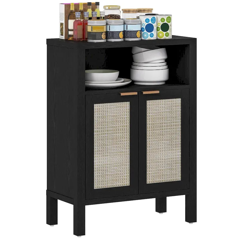 Bahut de salle à manger avec rangement, Buffet moderne avec 2 portes et étagère réglable, Table de buffet autoportante