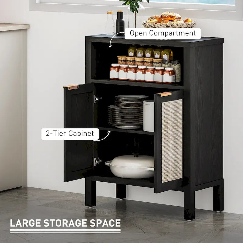 Bahut de salle à manger avec rangement, Buffet moderne avec 2 portes et étagère réglable, Table de buffet autoportante