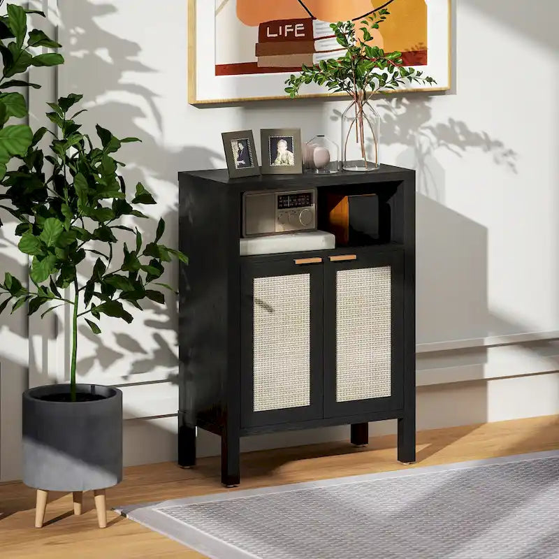 Bahut de salle à manger avec rangement, Buffet moderne avec 2 portes et étagère réglable, Table de buffet autoportante