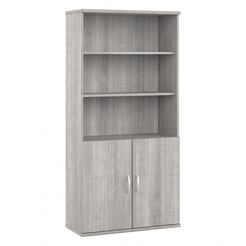 Bibliothèque haute à 5 étagères avec portes