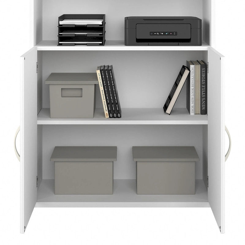 Bibliothèque haute à 5 étagères avec portes