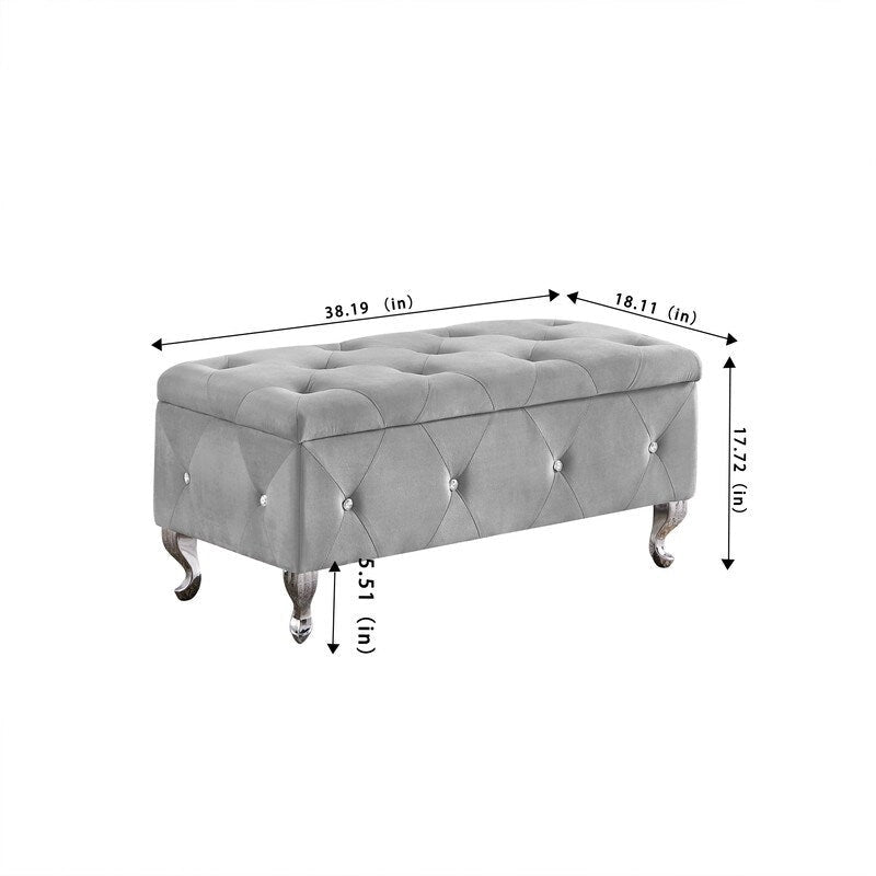 Banc de rangement, banc d'entrée à couvercle relevable avec charnière de sécurité, coffre de rangement avec siège rembourré