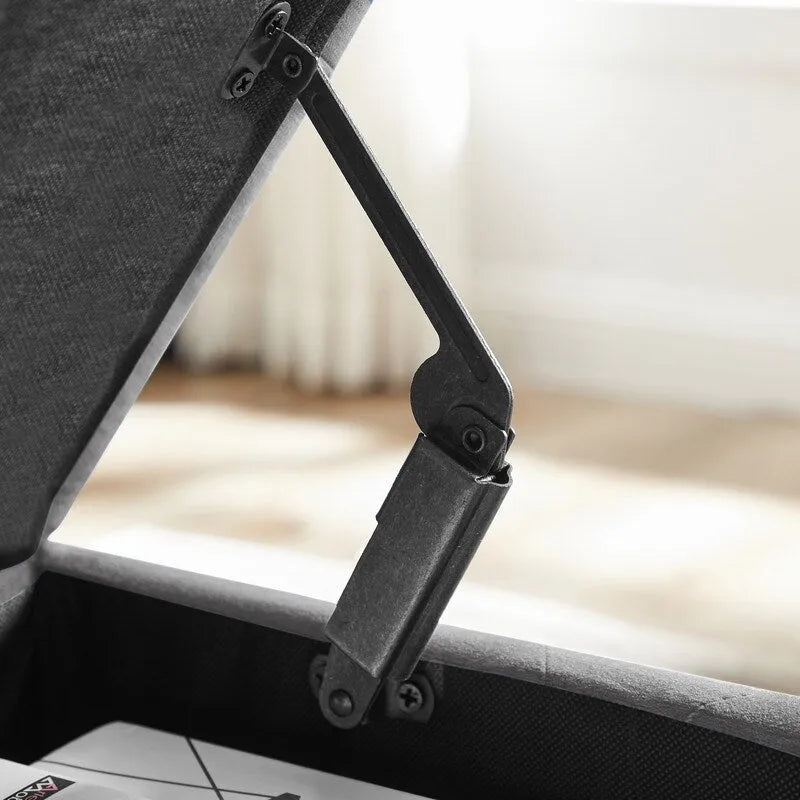 Banc de rangement, banc d'entrée à couvercle relevable avec charnière de sécurité, coffre de rangement avec siège rembourré