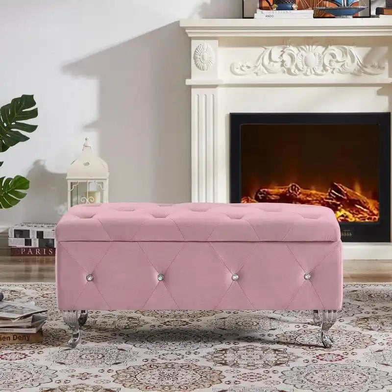 Banc de rangement, banc d'entrée à couvercle relevable avec charnière de sécurité, coffre de rangement avec siège rembourré
