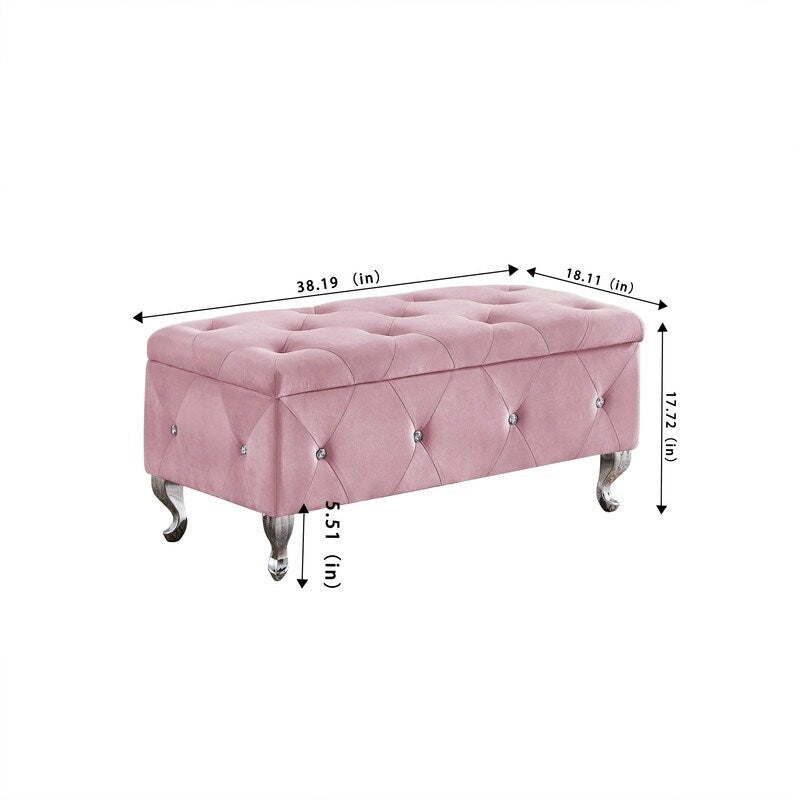 Banc de rangement, banc d'entrée à couvercle relevable avec charnière de sécurité, coffre de rangement avec siège rembourré