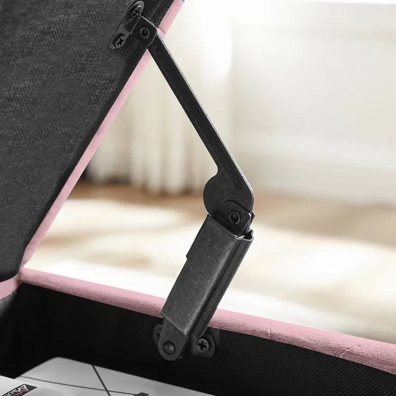 Banc de rangement, banc d'entrée à couvercle relevable avec charnière de sécurité, coffre de rangement avec siège rembourré