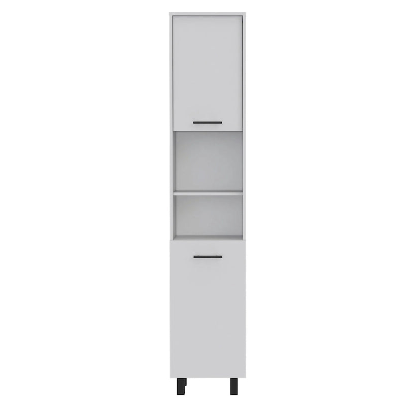 Garde-manger de cuisine avec 2 placards et 2 étagères ouvertes, poignées et charnières en aluminium