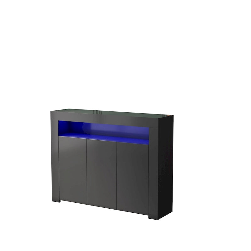 Bahut de salon avec rangement et éclairage LED, 3 portes