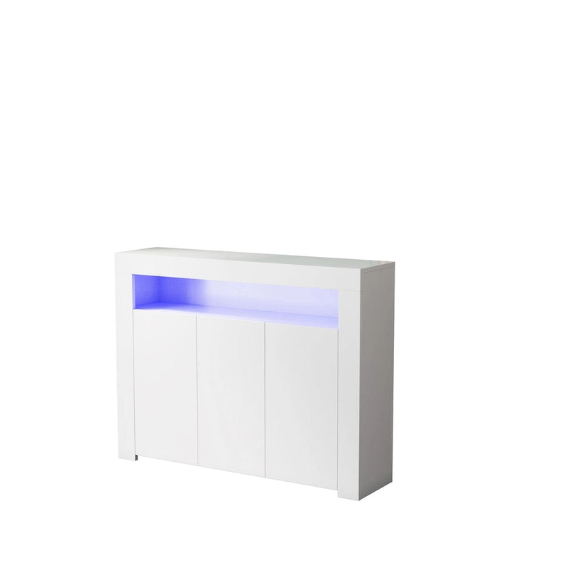 Bahut de salon avec rangement et éclairage LED, 3 portes
