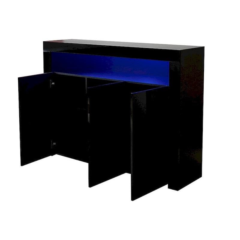 Bahut de salon avec rangement et éclairage LED, 3 portes