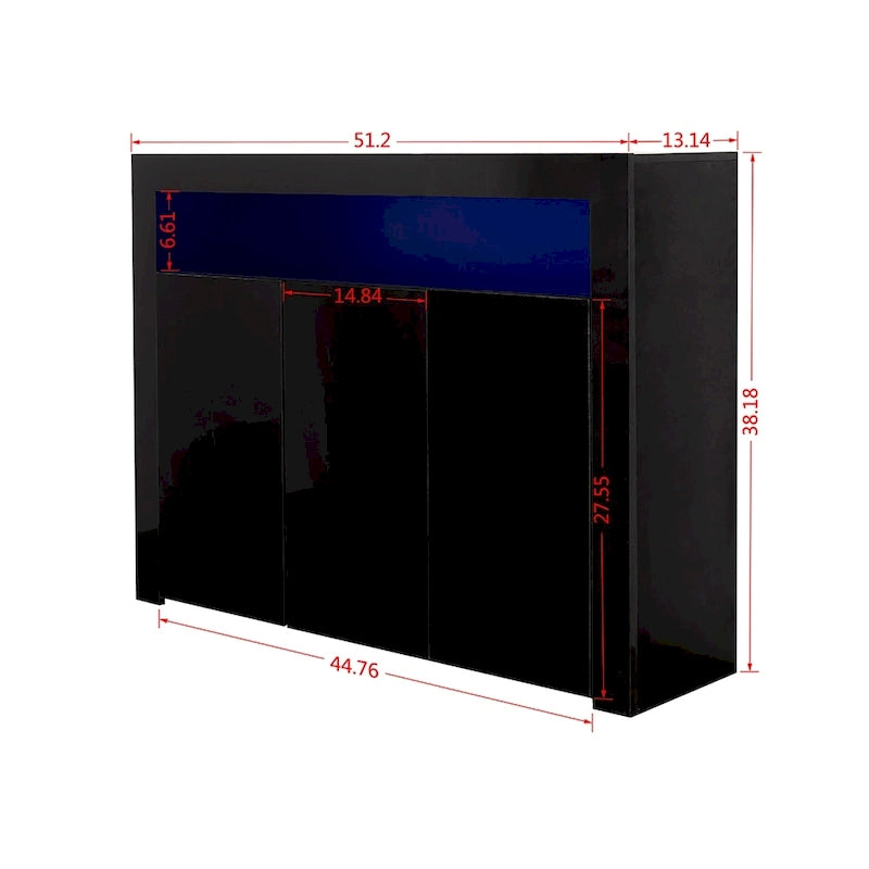 Bahut de salon avec rangement et éclairage LED, 3 portes