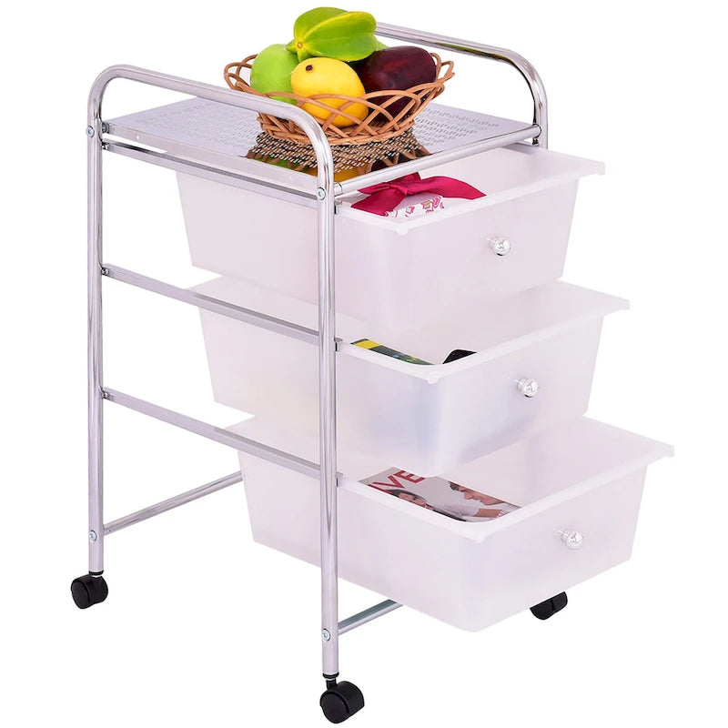 Meuble de rangement à roulettes avec 3 tiroirs