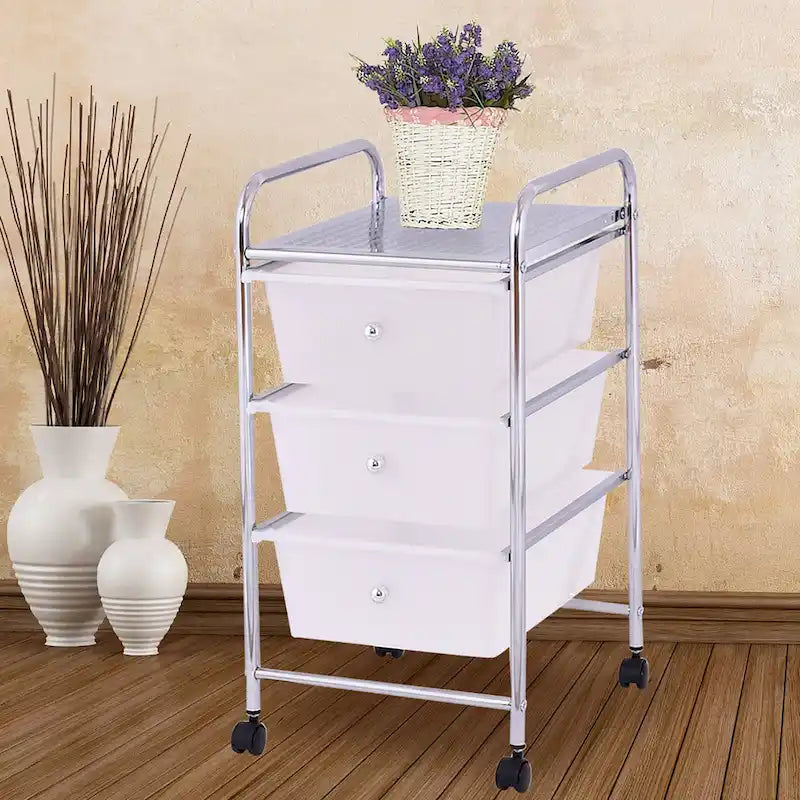 Meuble de rangement à roulettes avec 3 tiroirs