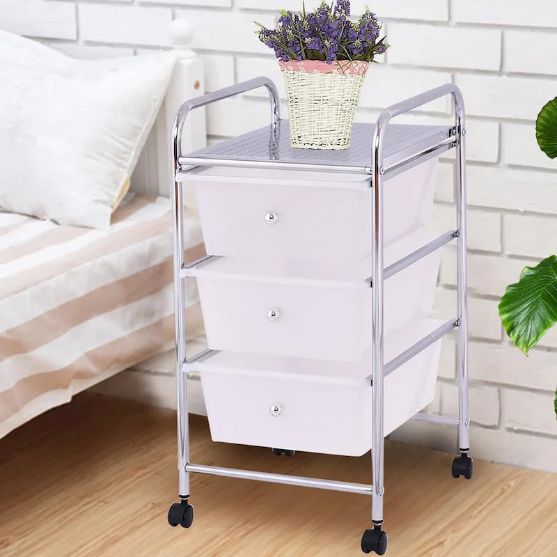 Meuble de rangement à roulettes avec 3 tiroirs