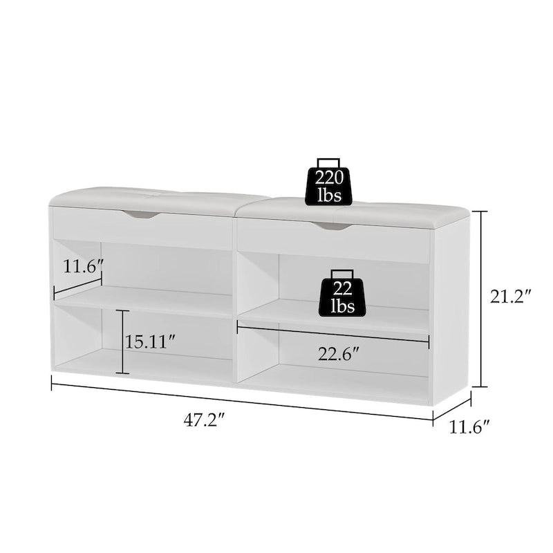 Banc de rangement à chaussures en bois avec coussin, meuble d'entrée pour chaussures