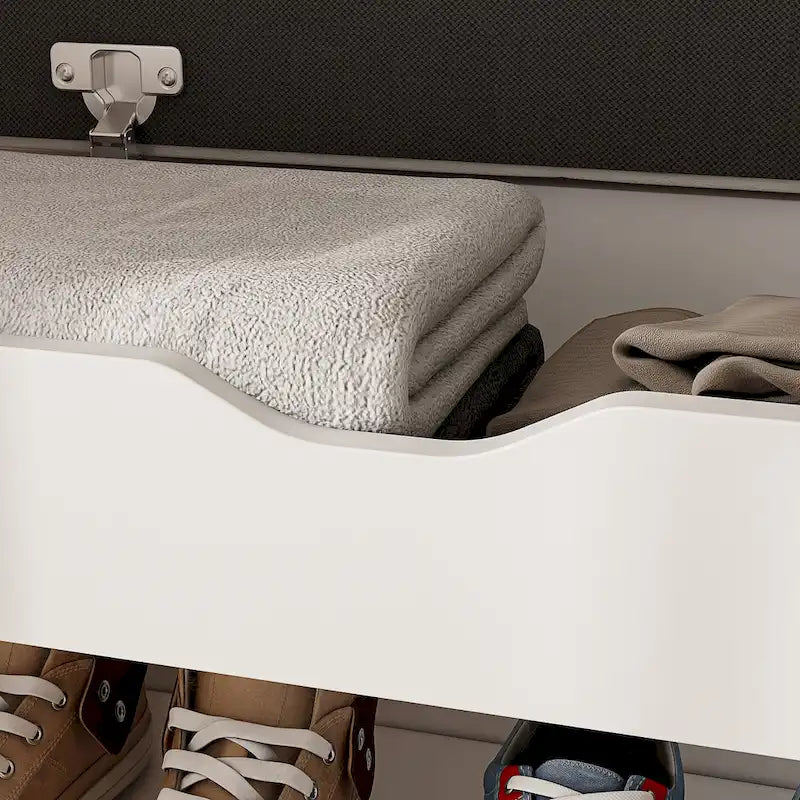 Banc de rangement à chaussures en bois avec coussin, meuble d'entrée pour chaussures