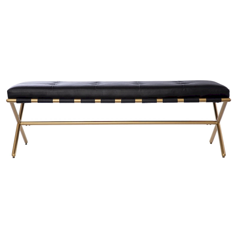 Banc contemporain en similicuir noir