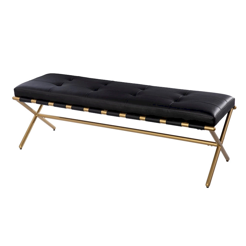 Banc contemporain en similicuir noir