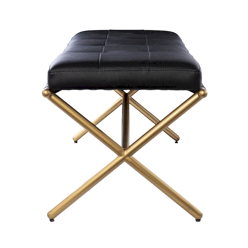 Banc contemporain en similicuir noir