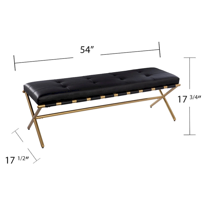 Banc contemporain en similicuir noir