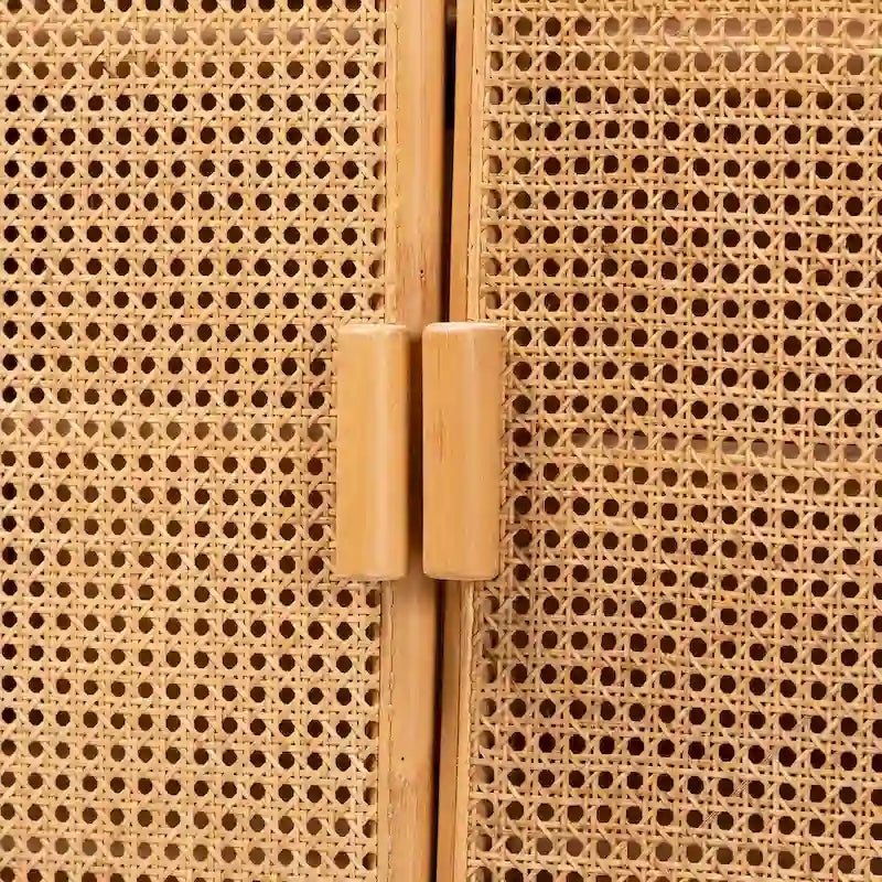 Meuble de rangement 2 portes en rotin miel clair bohème moderne