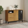 Buffet avec porte vitrée 110x40x80 cm en pin massif