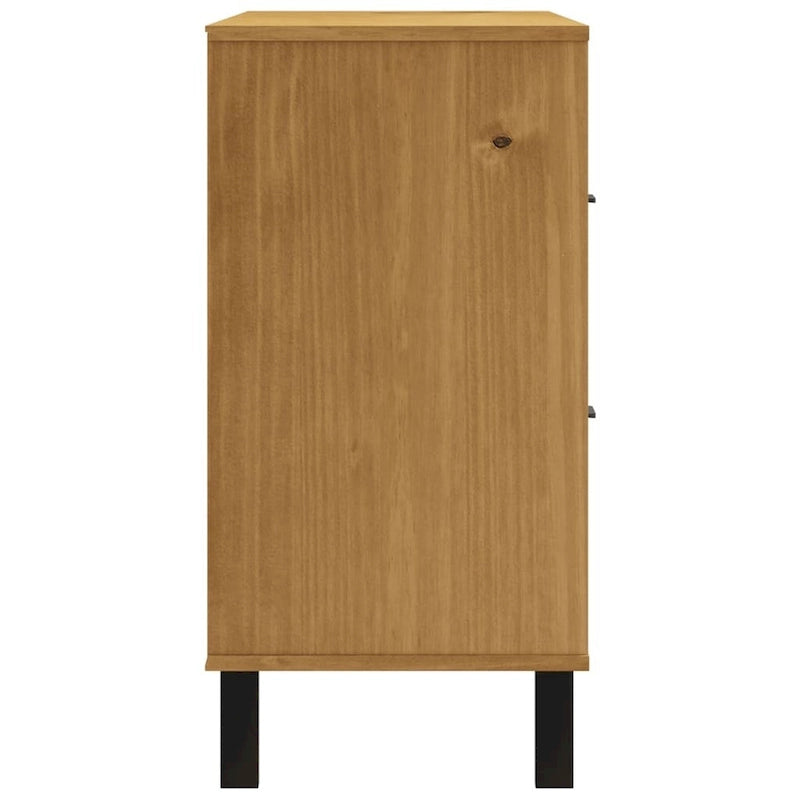 Buffet avec porte vitrée 110x40x80 cm en pin massif