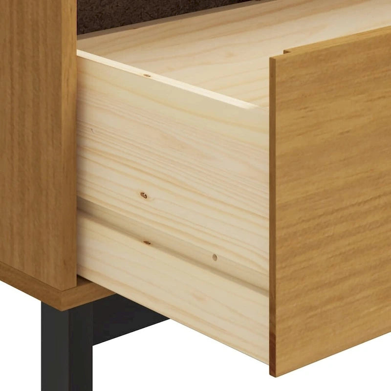 Buffet avec porte vitrée 110x40x80 cm en pin massif