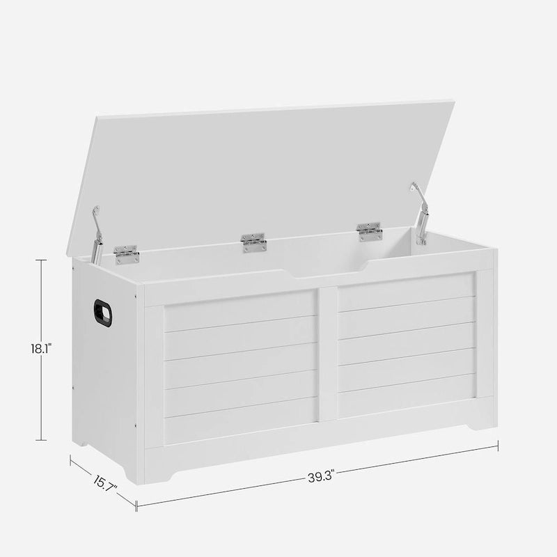 Coffre de rangement en bois avec 2 charnières de sécurité pour jouets, couvertures et vêtements