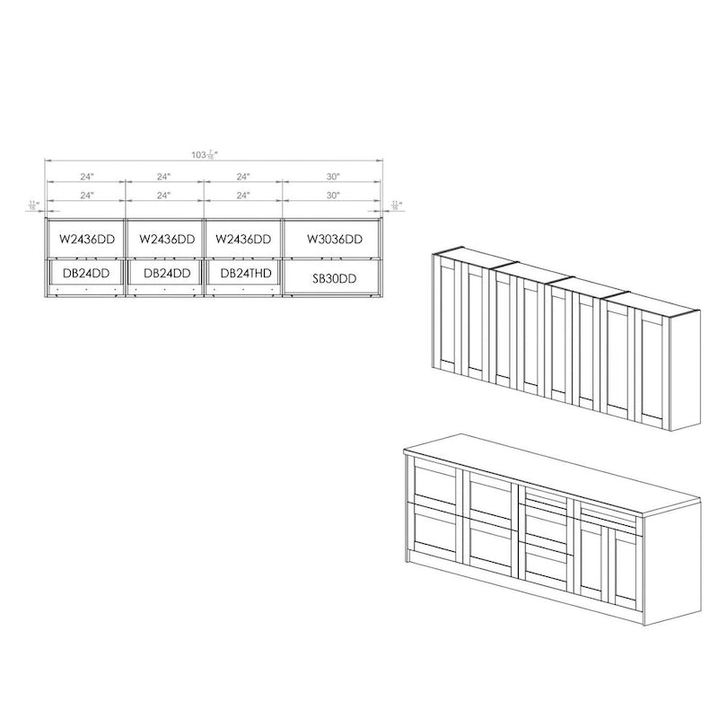 Meuble bas de cuisine 8,5 pi de large – 103x24