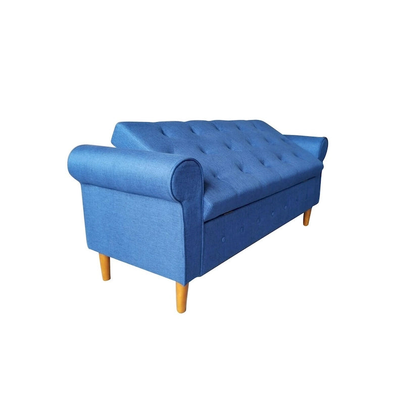 Banc de rangement capitonné à 62 boutons, en lin, pour chambre à coucher