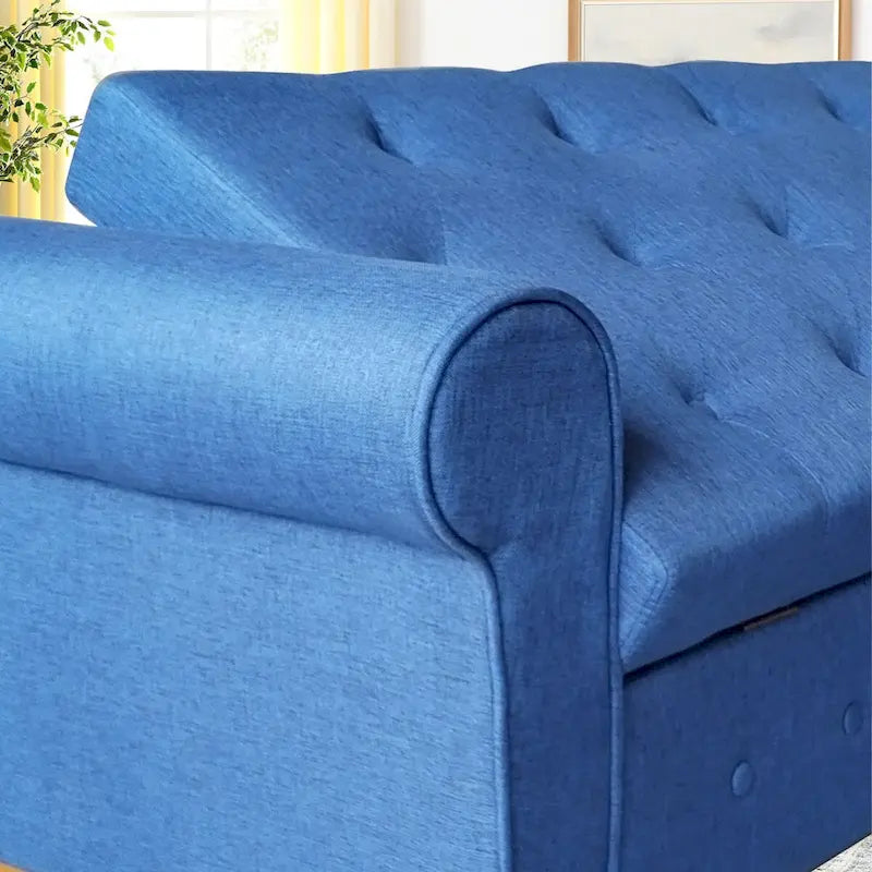 Banc de rangement capitonné à 62 boutons, en lin, pour chambre à coucher