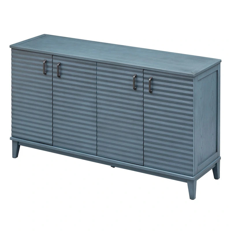 Bahut avec 4 portes, grand buffet de rangement avec étagères réglables et poignées en métal pour cuisine, salon, salle à manger