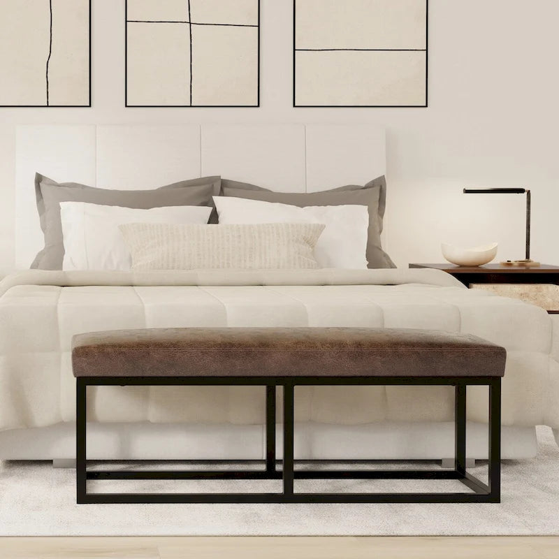 Banc ottoman rectangulaire contemporain de 44 pouces de large - 14,6 P x 44 L x 18,5 H