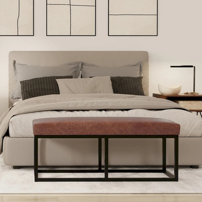 Banc ottoman rectangulaire contemporain de 44 pouces de large - 14,6 P x 44 L x 18,5 H
