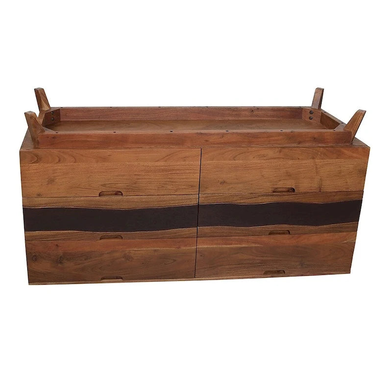 Buffet de salle à manger en bois à six tiroirs