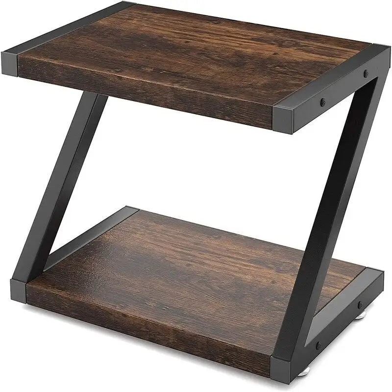 Support d'Imprimante de Bureau avec 2 Niveaux d'Étagères de Rangement en Bois - 17,36x11,26x11,34