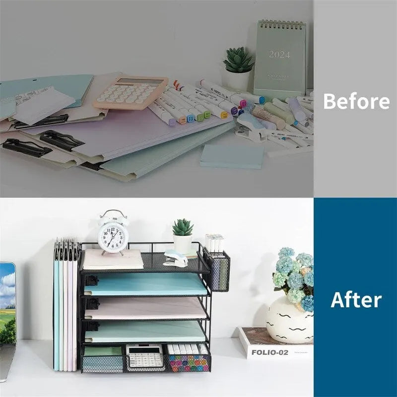 Accessoires de bureau 5 niveaux et bureau de travail - 16.15P x 9.45L x 11.25H