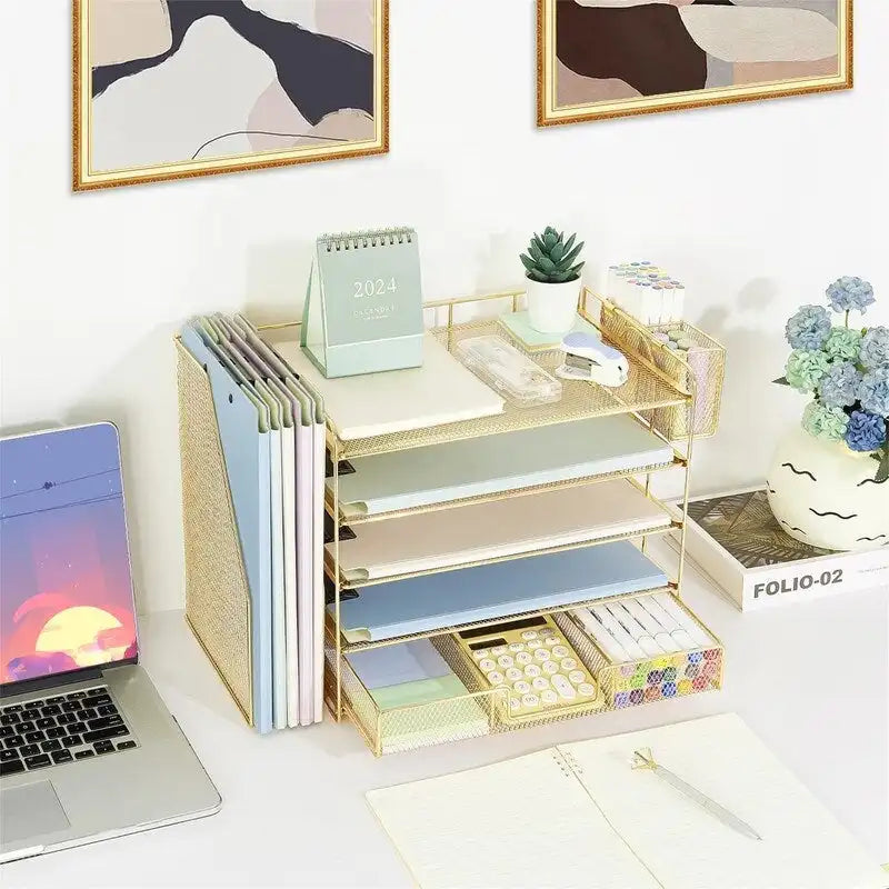 Accessoires de bureau 5 niveaux et bureau de travail - 16.15P x 9.45L x 11.25H