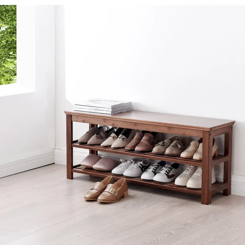 Meuble de rangement simple pour la maison, banc de rangement à chaussures pour entrée, armoire à chaussures économique à deux niveaux