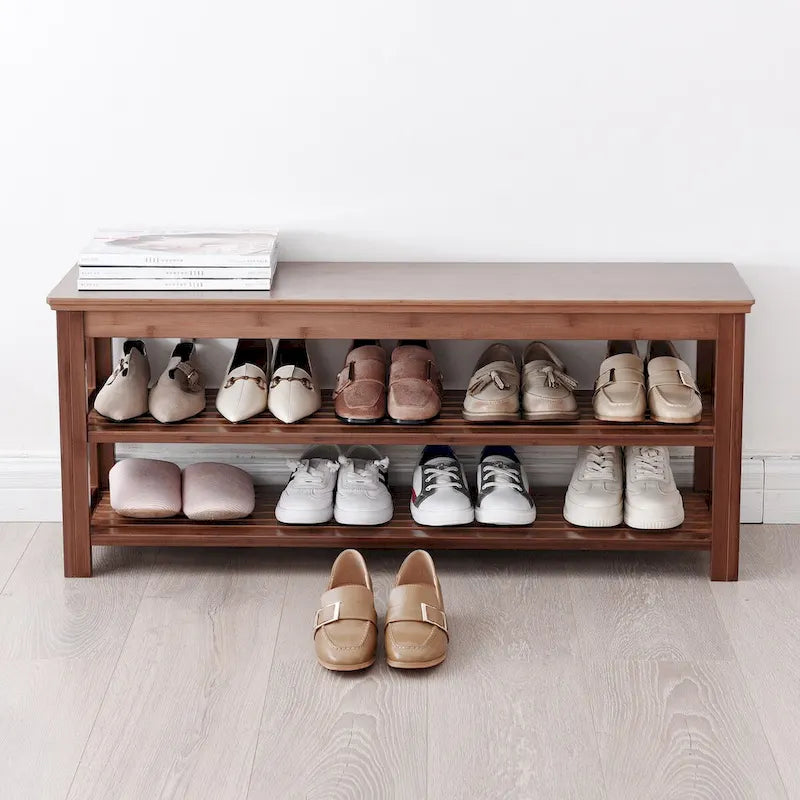 Meuble de rangement simple pour la maison, banc de rangement à chaussures pour entrée, armoire à chaussures économique à deux niveaux
