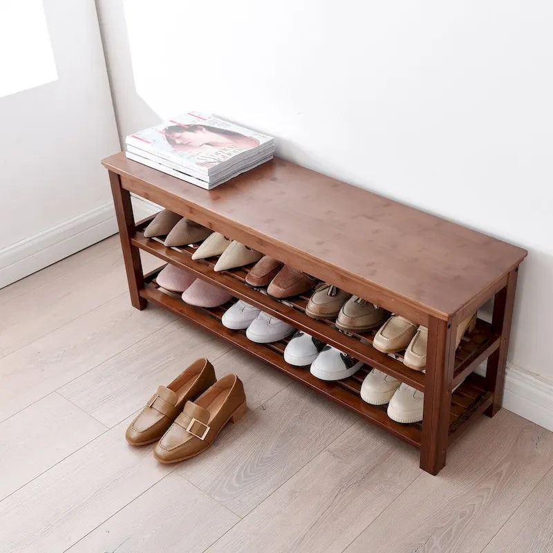 Meuble de rangement simple pour la maison, banc de rangement à chaussures pour entrée, armoire à chaussures économique à deux niveaux