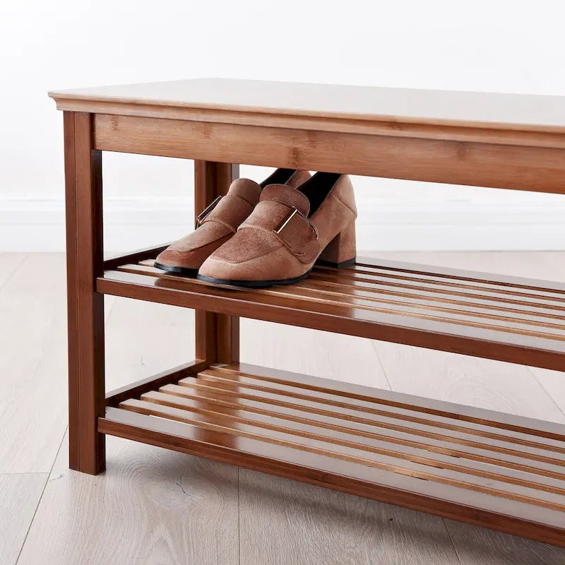 Meuble de rangement simple pour la maison, banc de rangement à chaussures pour entrée, armoire à chaussures économique à deux niveaux