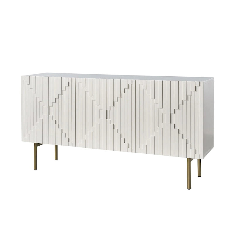 Buffet moderne de 58 po de largeur avec gestion des câbles et pieds réglables
