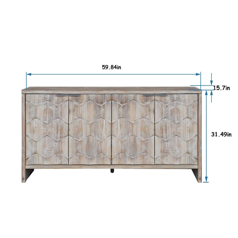 Armoire d'appoint 4 portes en bois buffet de rangement