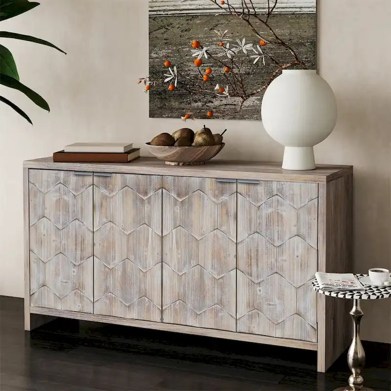 Armoire d'appoint 4 portes en bois buffet de rangement